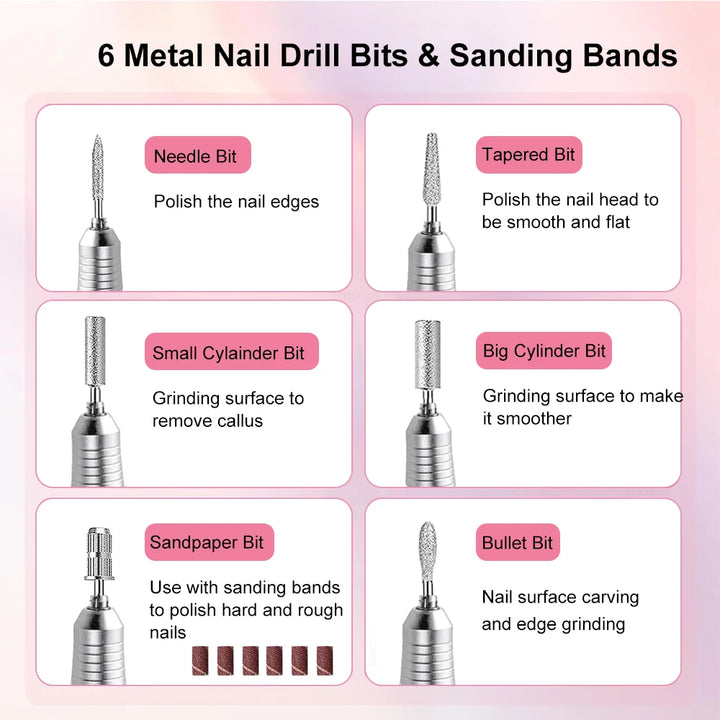 Nail Drill Machine 45000RPM Rechargeable Electric Nail Drill Polisher for Professional Manicure