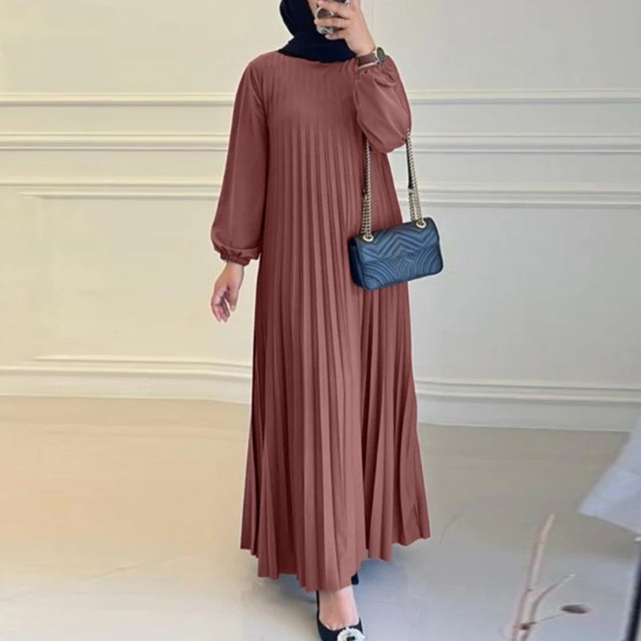 Women's Pleated Long Sleeve Dress