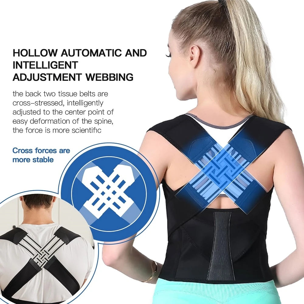 Adjustable Back Brace Posture Corrector - Shoulder Support & Pain Relief