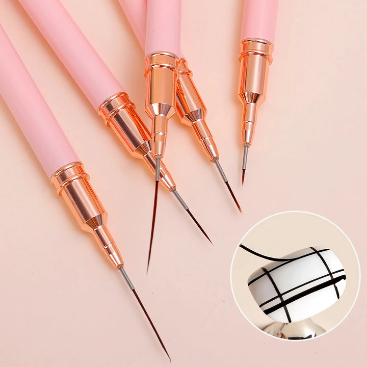 Professional Nail Art Liner Brush Set – 5 Piece Precision Acrylic French Nail Brushes