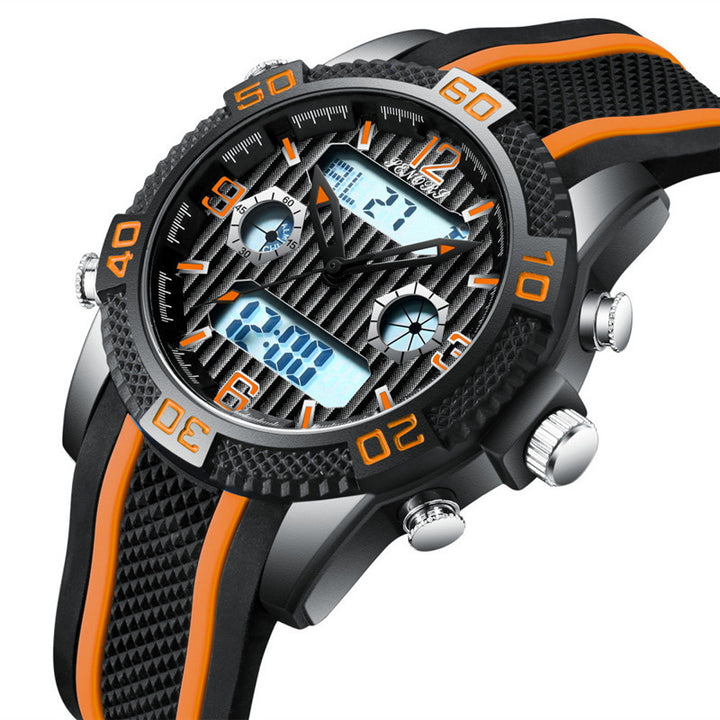 Quartz electronic dual display men's watch