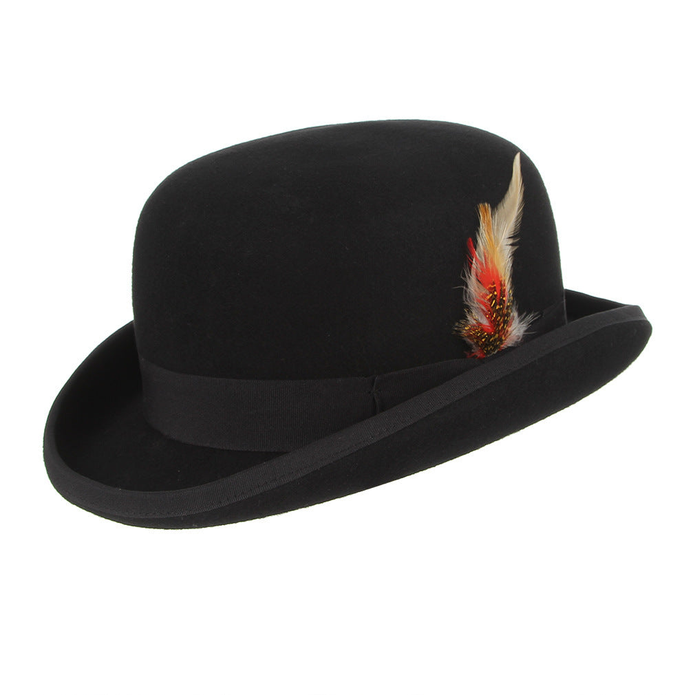 British Feather Decoration Bowler Wool Top Hat