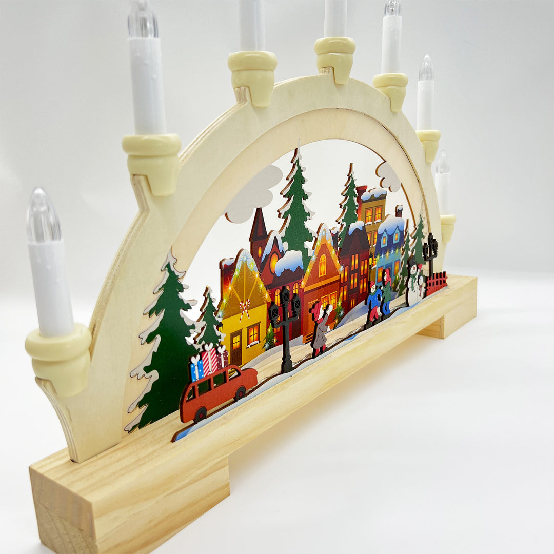 Wooden Christmas LED Bridge Lamp Decorations