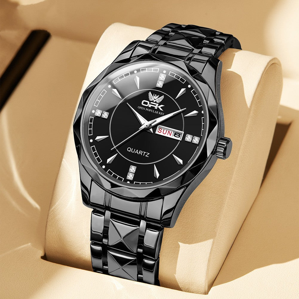 Stainless Steel Business Double Calendar Waterproof Men&