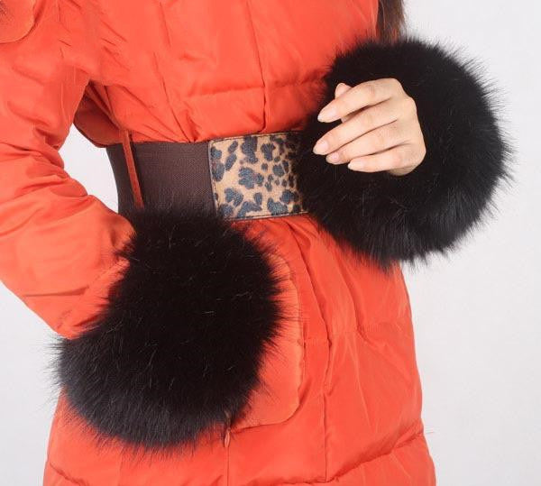 Women Furry Sleeve Cuffs Fox Short Wrist Bracelet