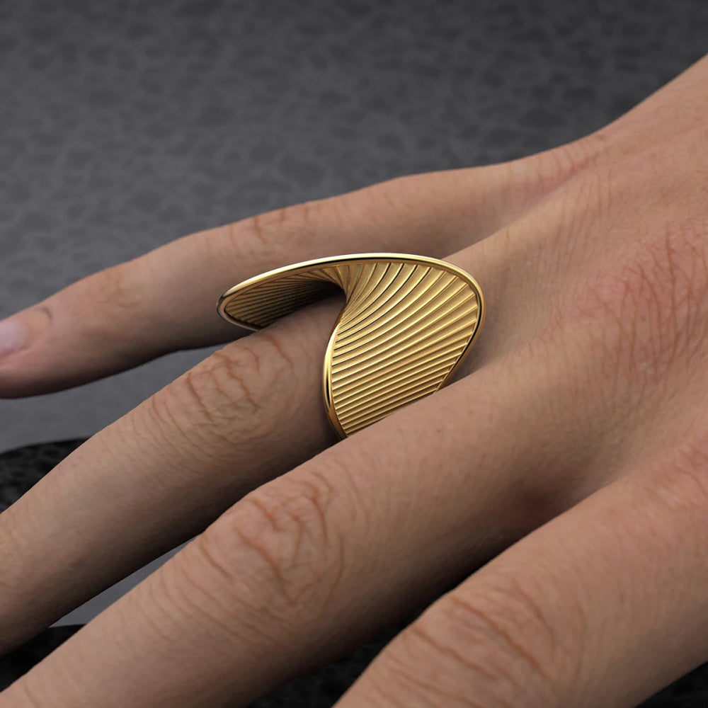 Minimalist 18K Gold Plated Stainless Steel Torsion Ring