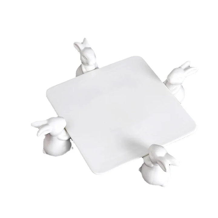 Adorable Rabbit Square Ceramic Plate for Desserts and Cakes