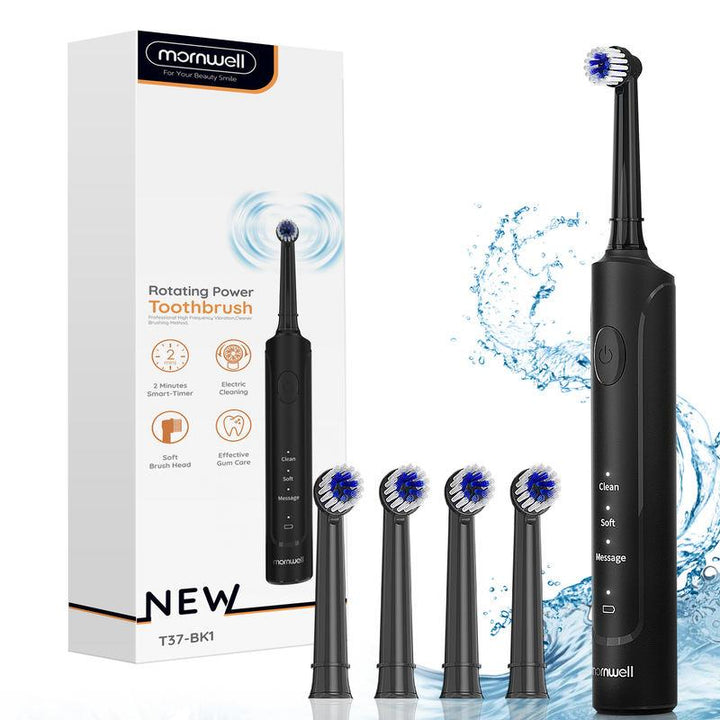 Rotating Electric Toothbrush with 4 Replacement Heads