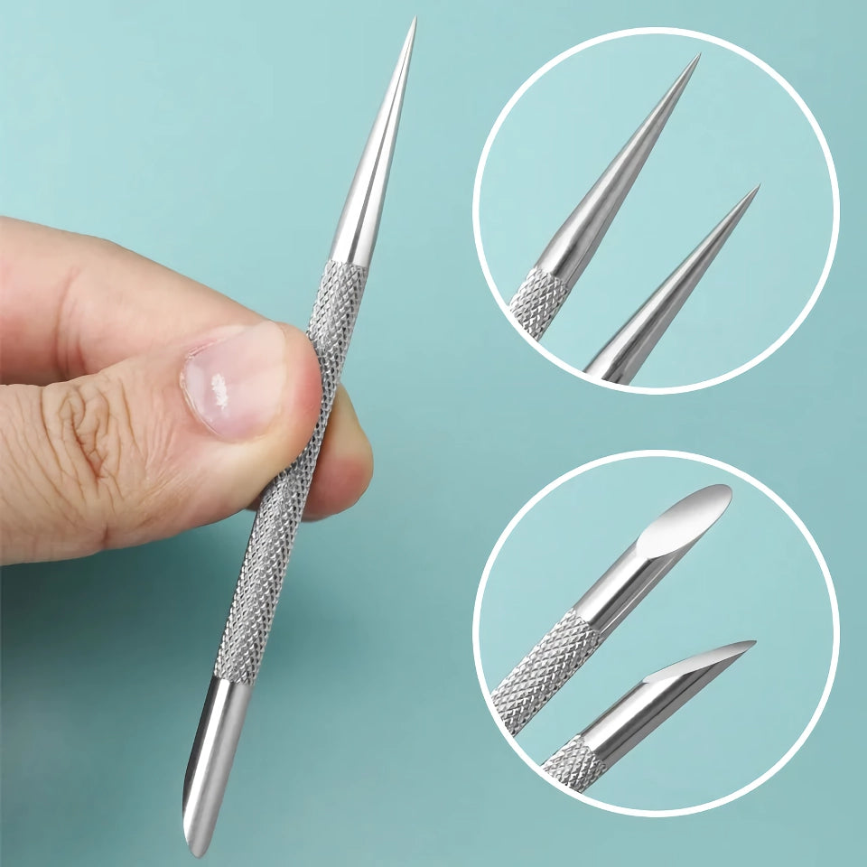 Stainless Steel Double-Head Nail Cuticle Pusher - Dead Skin Remover & Nail Art Tool