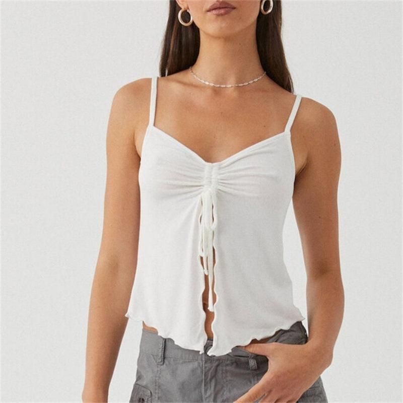 Chic Sleeveless Crop Top with Side Bandage Detail