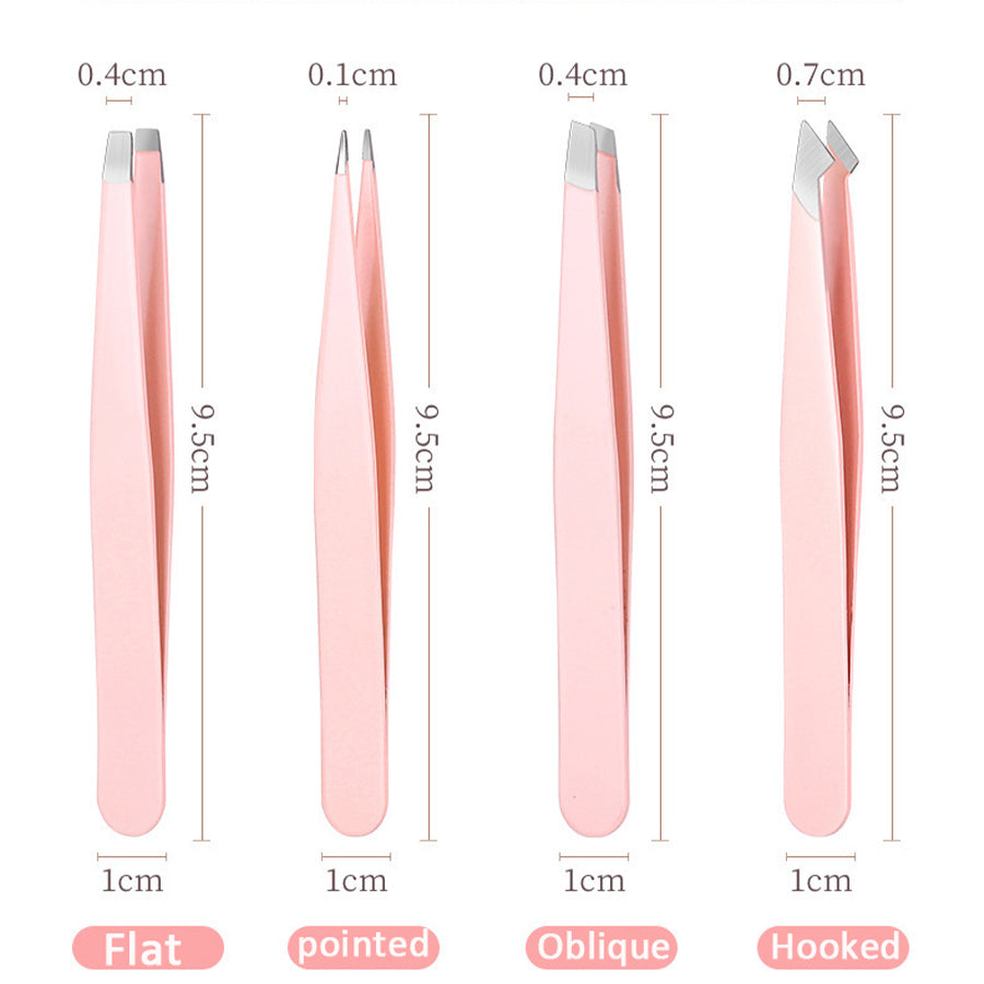 4Pcs Multicolored Eyebrow Tweezers Set