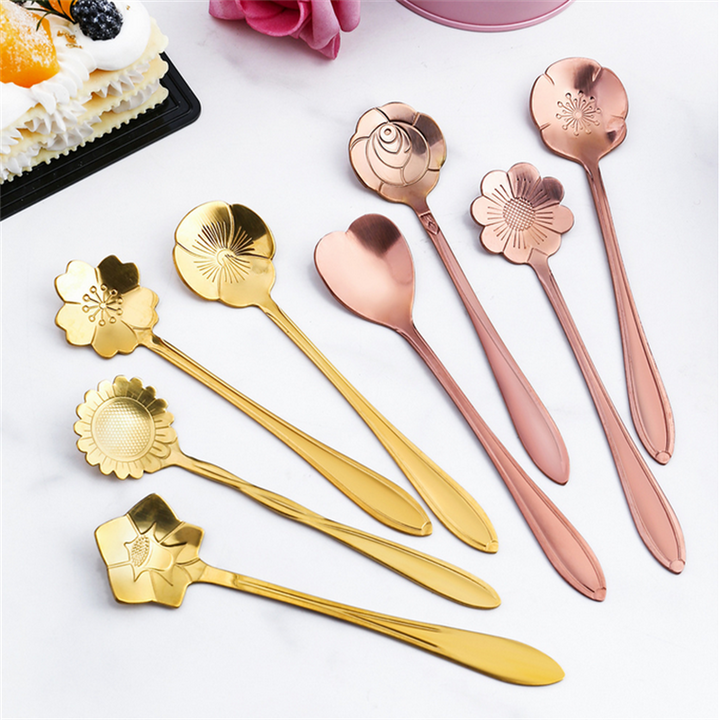 8Pcs Flower Stainless Spoon Set