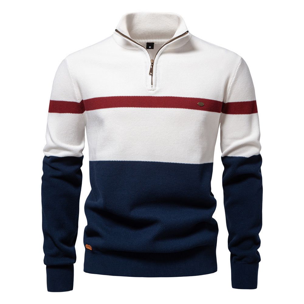 New Color Matching Sweater Men's Clothing