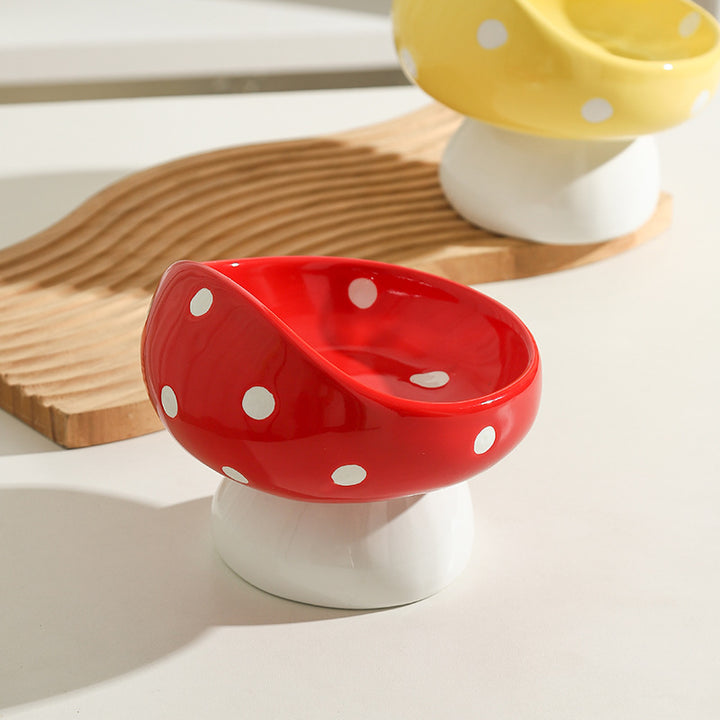 Cute Mushroom Shaped Ceramic Pet Bowl