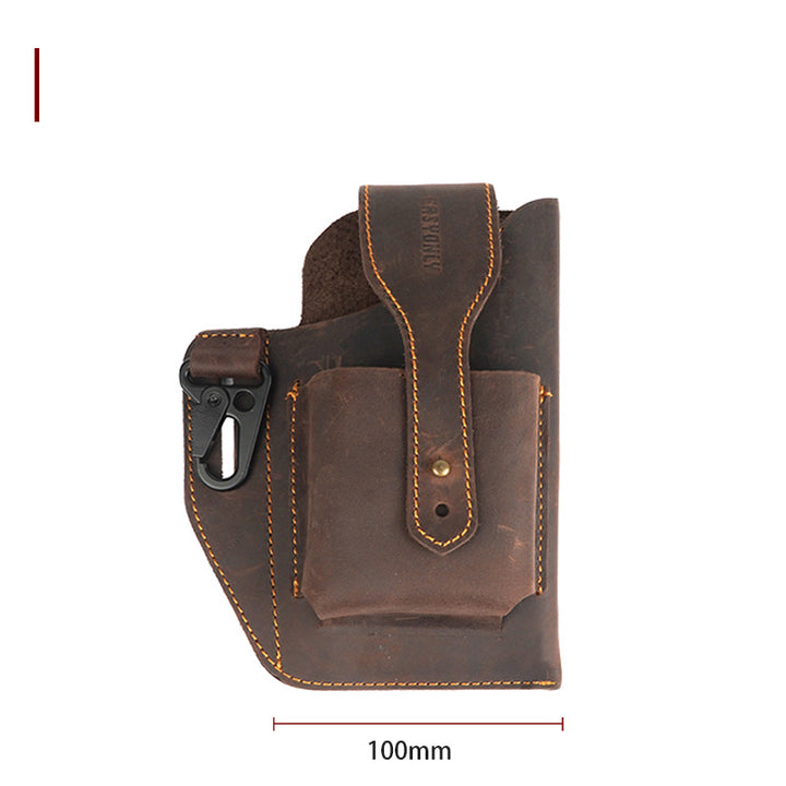 Men's Dual Mobile Phone Bag Hanging Waist   Outdoor Construction Site Leather Belt Cover