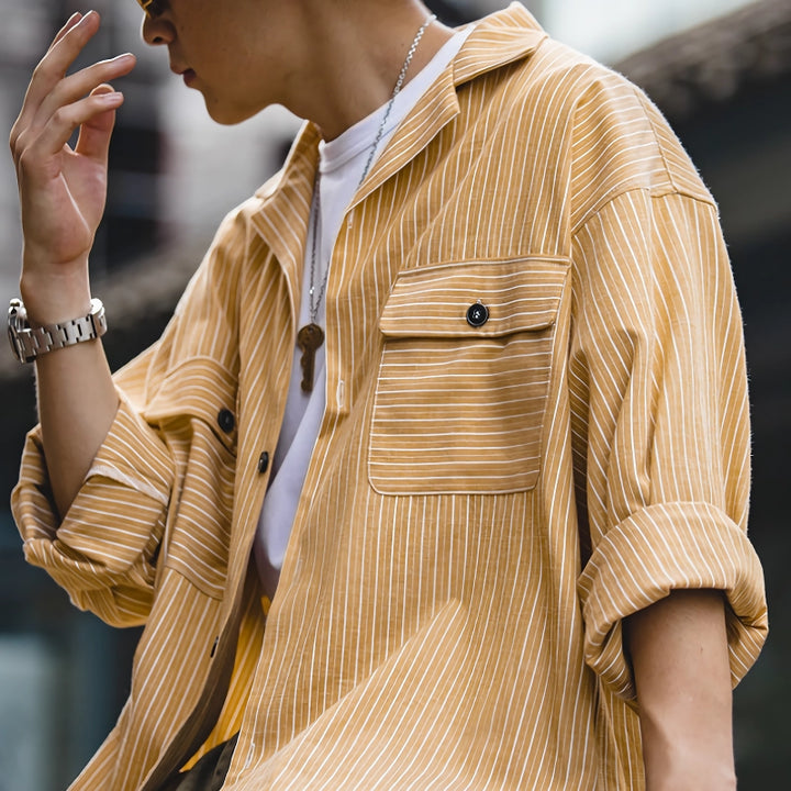 Striped Cuban Collar Shirt