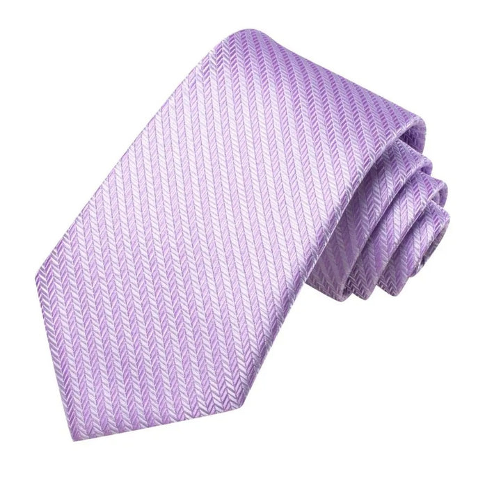 Striped Lilac Silk Necktie Set for Men