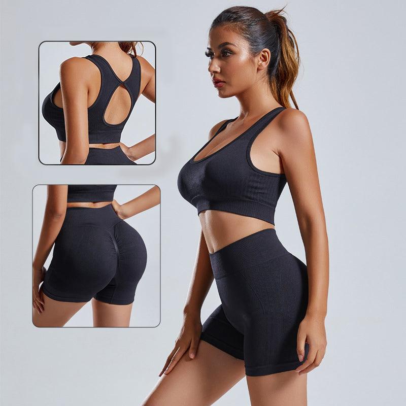 Women's Nylon Workout Bra and High-Waist Shorts Set