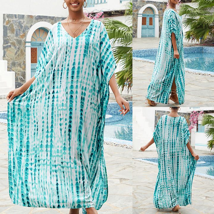 Rayon Tie-dyed Beach Long Dress Sun Protection Shirt