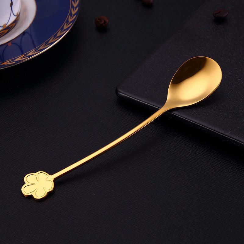 304 Stainless Steel Spoon Gold Plated Dessert Spoon Coffee Stir Spoon Stainless Steel Ice Bar Spoon - Trendha