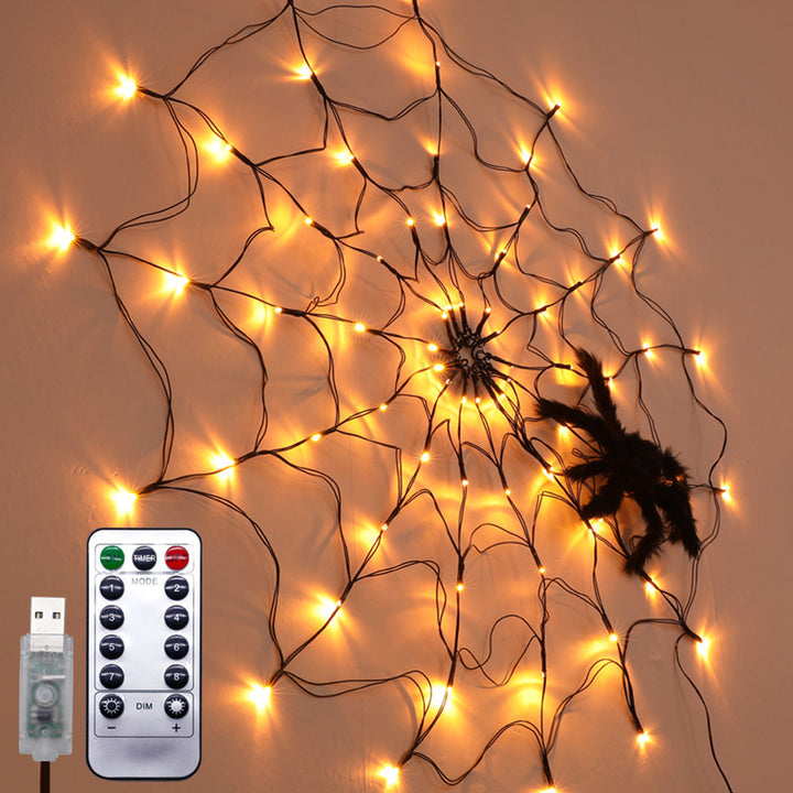 Halloween Decoration Led Colored Lamp Spider Net Light Indoor Ambience Light