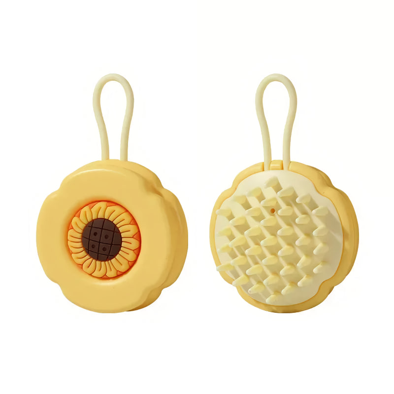 Flower Pattern Silicone Shampoo Brush for Scalp and Body Massage