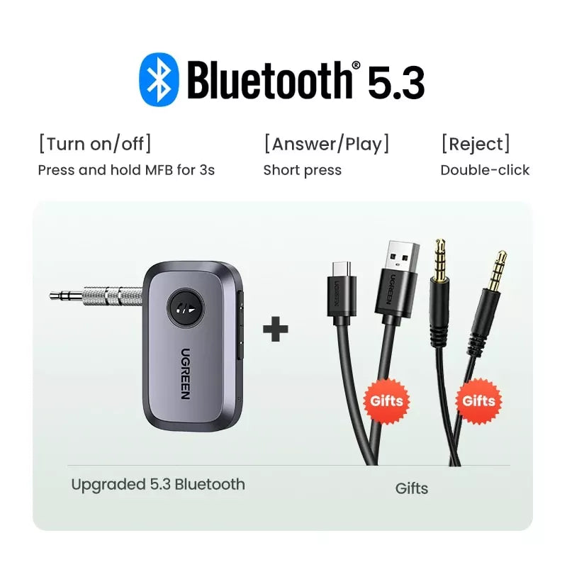 Wireless Bluetooth Car Receiver Adapter: Enjoy Hands-Free Music & Calls