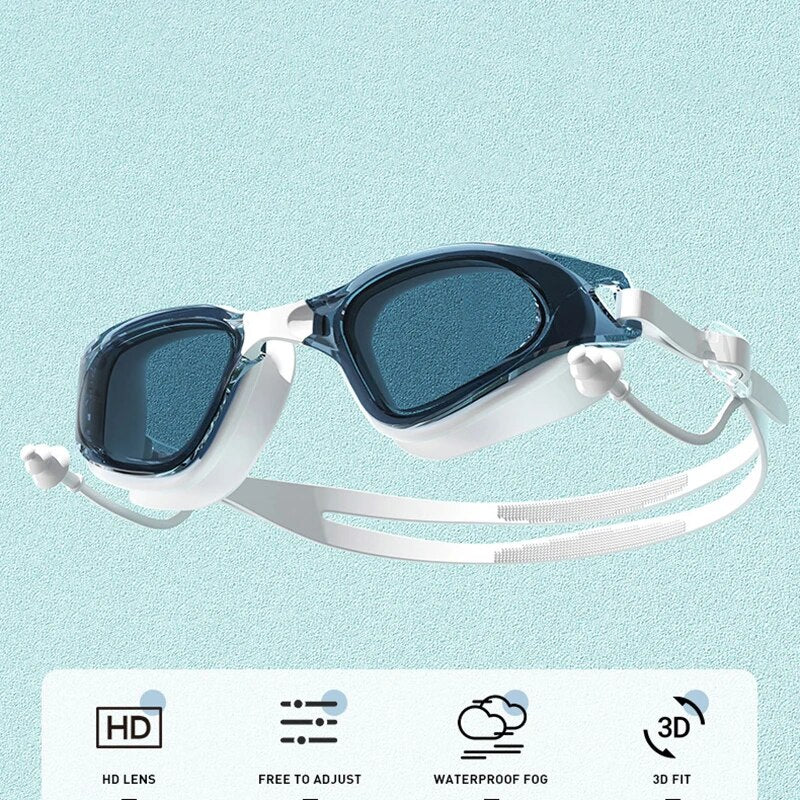 Adult HD Anti-Fog Swim Goggles and Cap Set