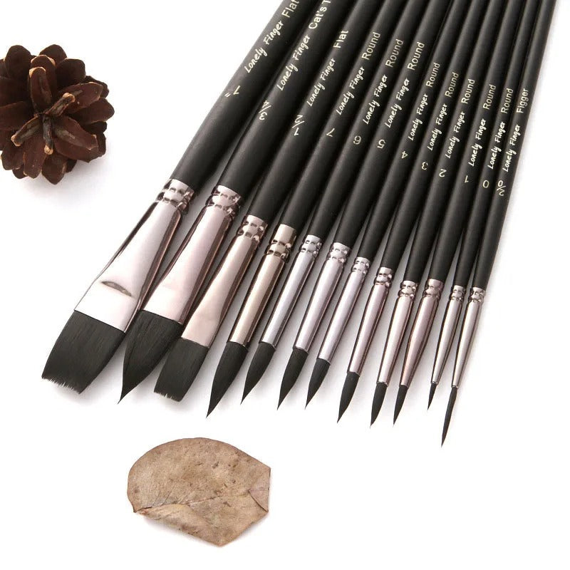 12pcs Watercolor Paint Brushes for Watercolor, Acrylic, Gouache &amp; Oil Painting