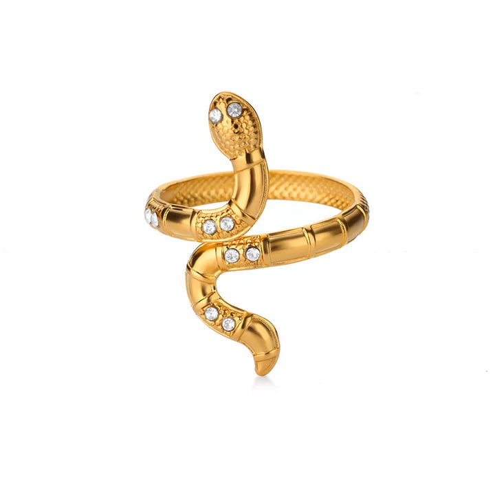 Gold Stainless Steel Snake Rings for Women - Vintage Animal Aesthetic Jewelry