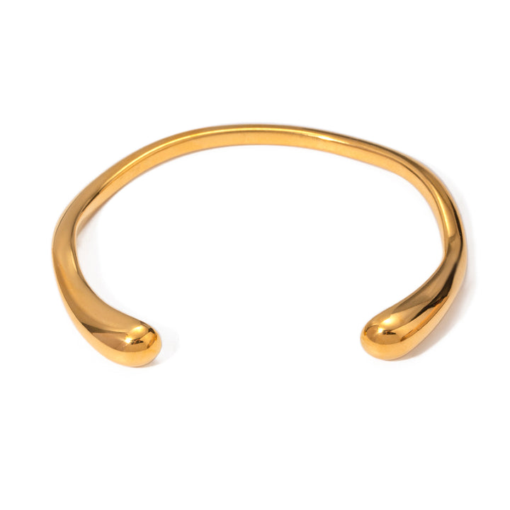 18K Gold PVD Plated Stainless Steel Open Bracelet Bangle – Smooth, Polished, and Rust-Proof