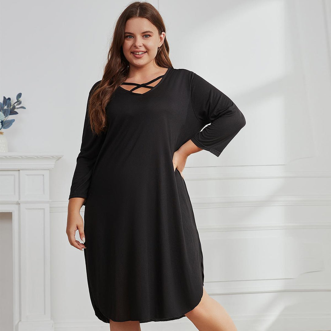 Fashion Casual Loose Long Sleeve Plus Size Dress Women