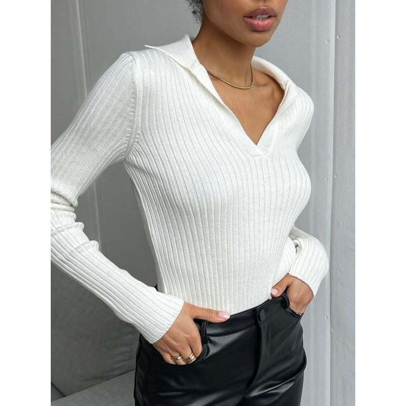 Women's Slim Fit Polo Collar Sweater