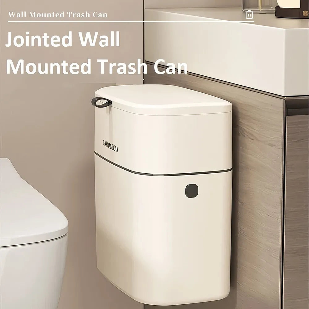 10L Wall Mounted Hanging Trash Can with Lid