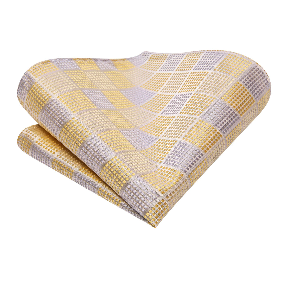 Elegant Champagne Plaid Silk Tie Set