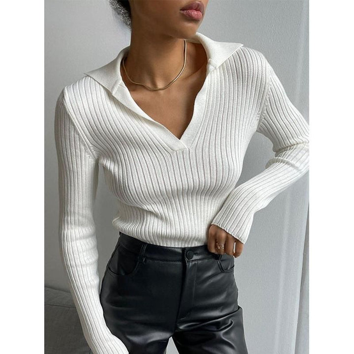Women's Slim Fit Polo Collar Sweater
