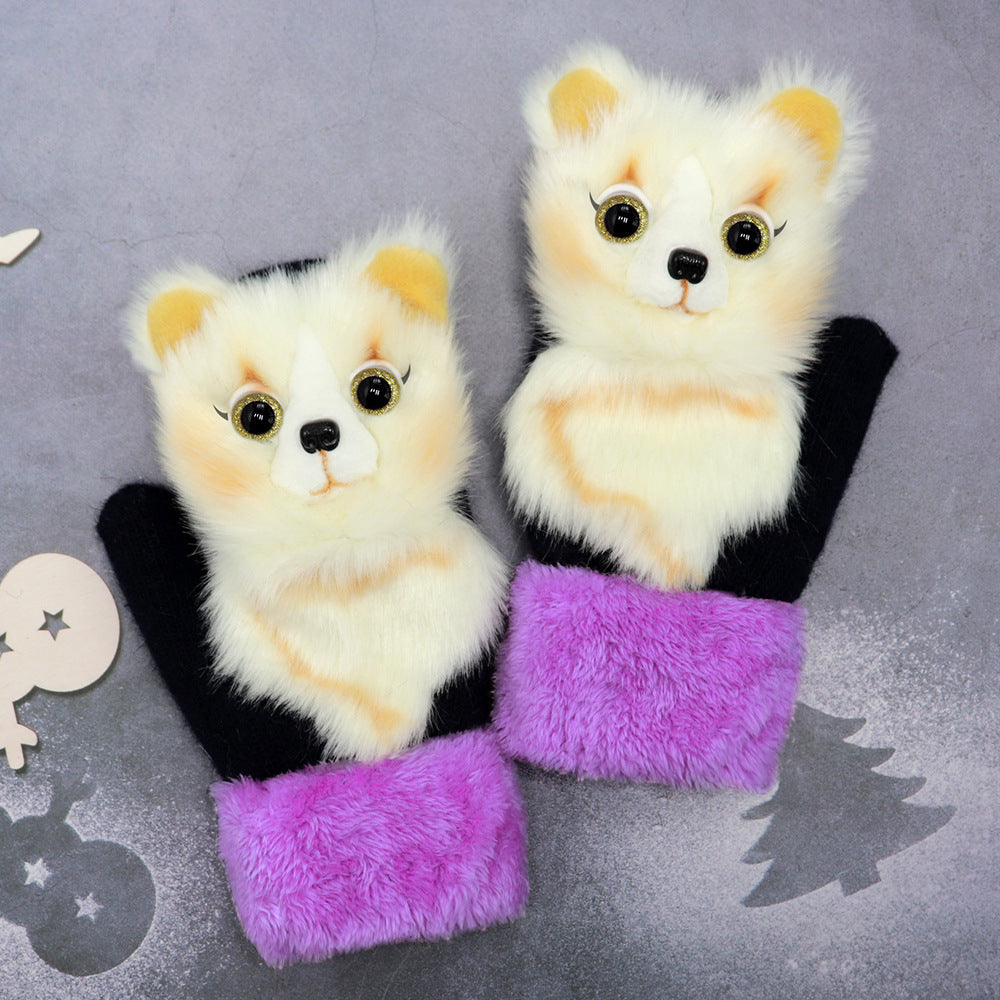 Winter Women's Plush Cartoon Animal Gloves