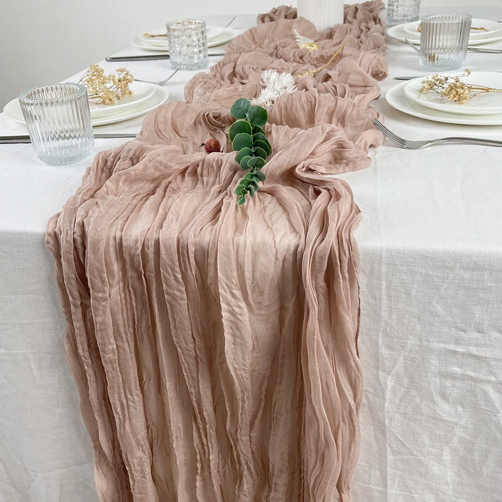 Pink Semi-Sheer Gauze Table Runner for Weddings and Events