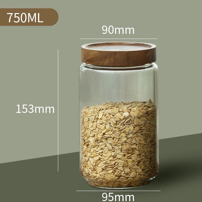 Wood Lid Glass Airtight Canisters