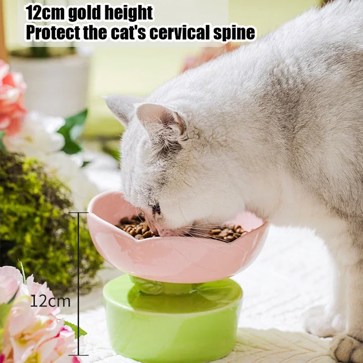 Flower-Shaped Ceramic Pet Bowl