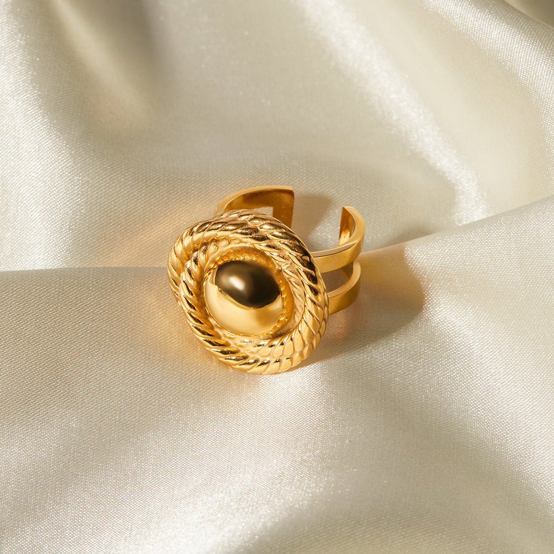 18K Gold-Plated Stainless Steel Spiral Loop Open Ring