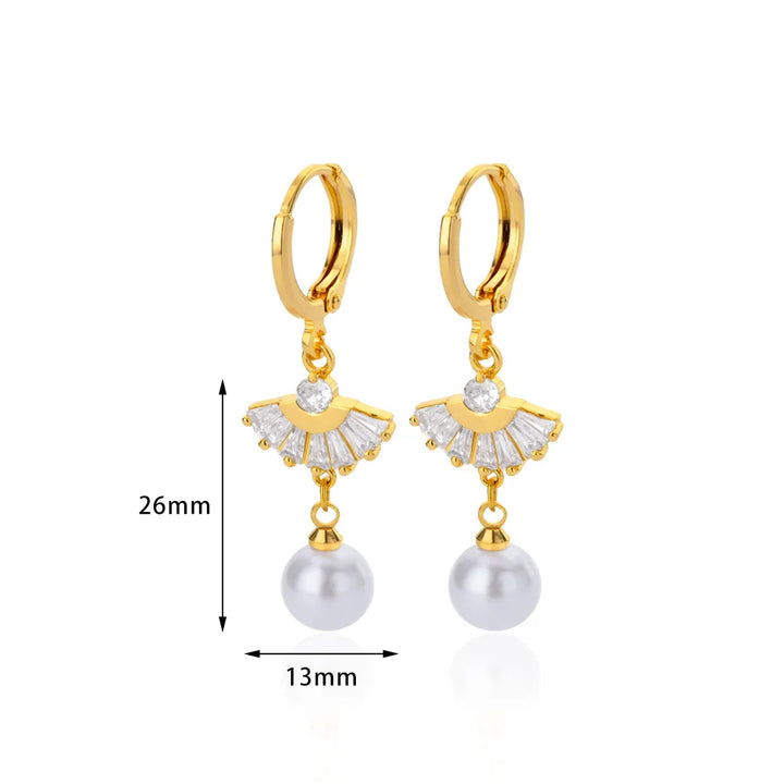 Butterfly Imitation Pearl Dangle Earrings - Trendy Stainless Steel Jewelry