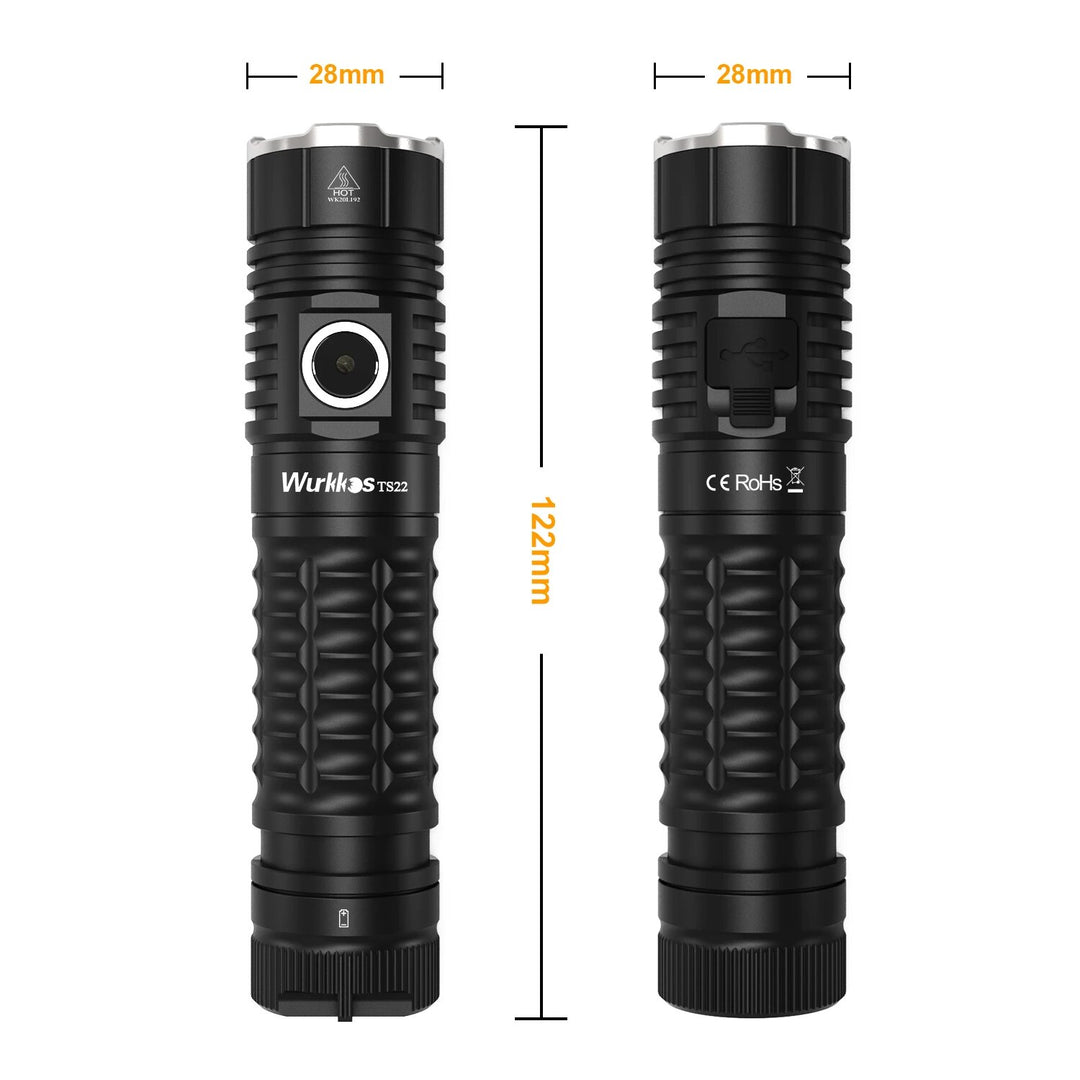 Rechargeable 21700 LED Flashlight, Powerful 4500LM, IP68, Magnetic Tail, Reverse Charging