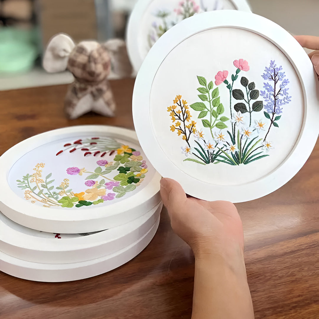 Floral Embroidery DIY Kit with Hoop