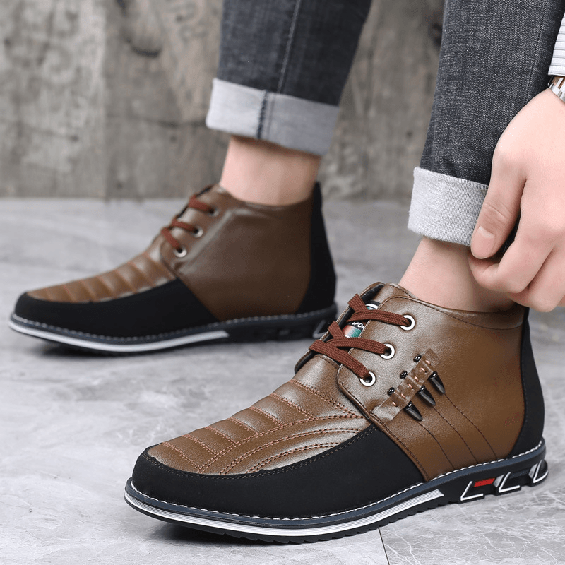 Men's Soft Sole Lace-Up Business Casual Ankle Boots in Classic Style - Trendha