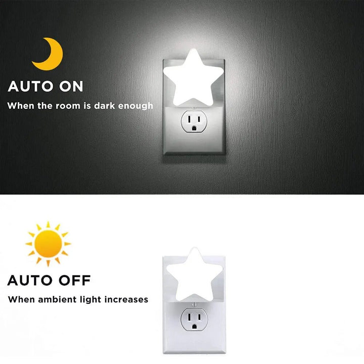 Smart Star LED Night Light with Auto Sensor - Plug & Play for Safe Home Navigation
