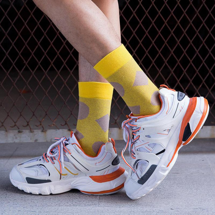 Men's Cotton Streetwear Socks with Color Pattern