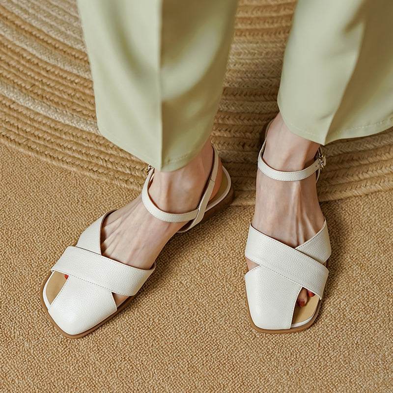 Casual Low-Heel Summer Leather Sandals