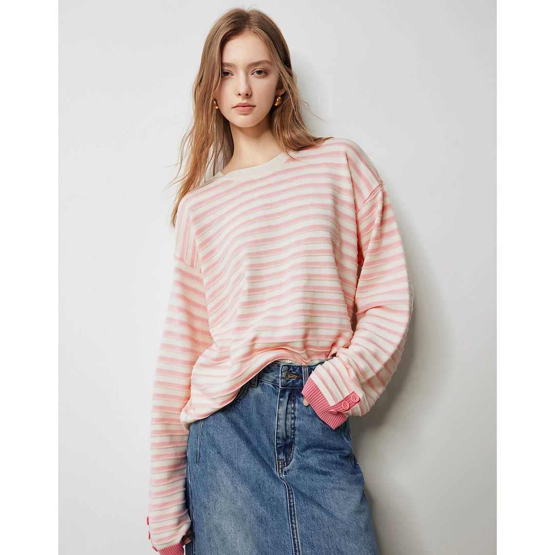 Women's Striped Knitted Sweater - Autumn Long Sleeve Pullover