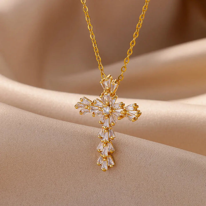 Cubic Zirconia Cross Pendant Necklace